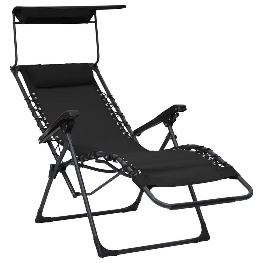 Chaises pliables de terrasse lot de 2 Textilène Noir - 6