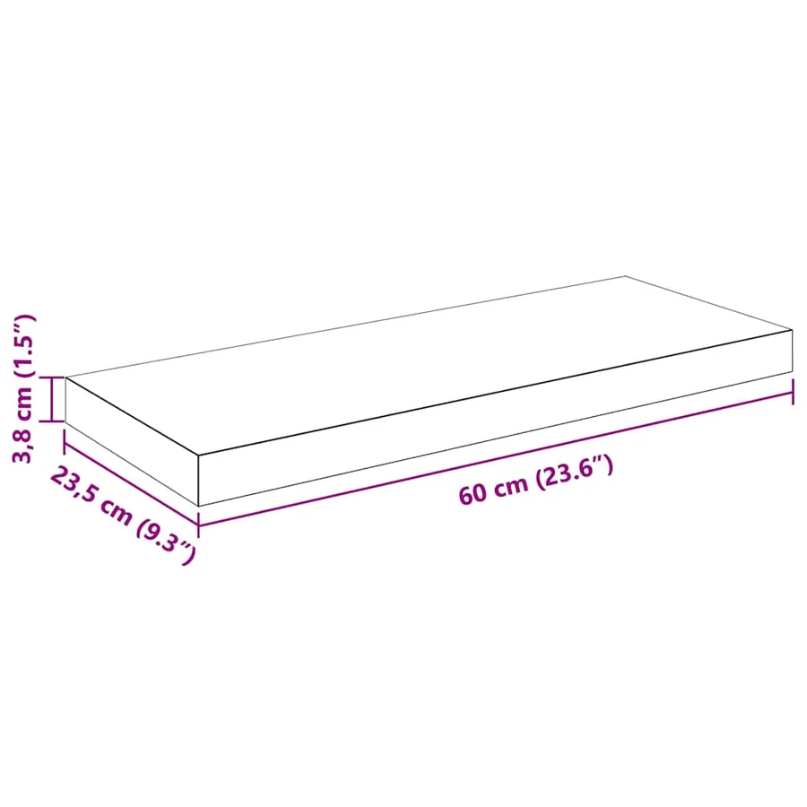 Étagère murale flottante 4 pcs Blanc brillant 60x23,5x3,8cm MDF - 15