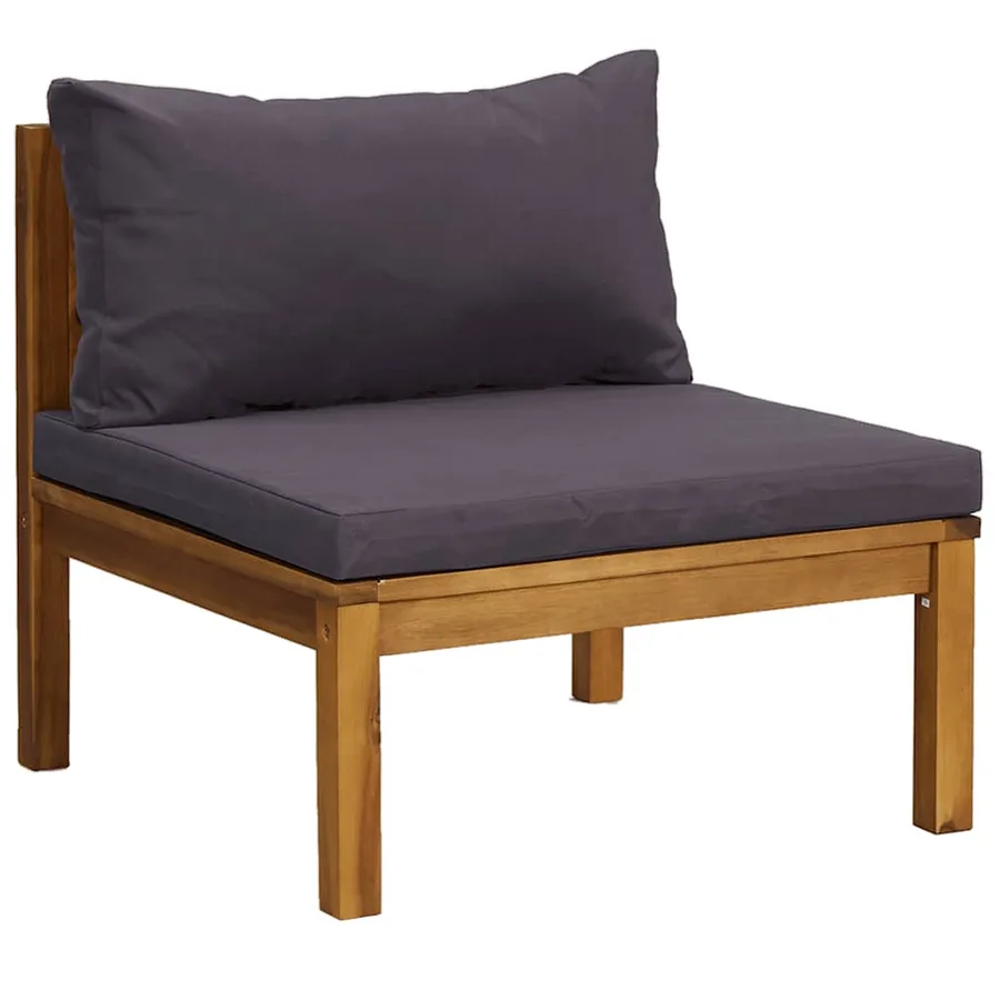Ensemble de canapés 2pcs avec coussins gris foncé Acacia solide - 3