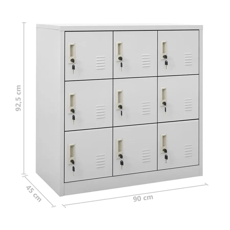 Armoires à casiers 2 pcs Gris clair 90x45x92,5 cm Acier - 9