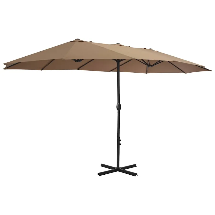 Parasol d'extérieur et poteau en aluminium 460x270 cm taupe - 2