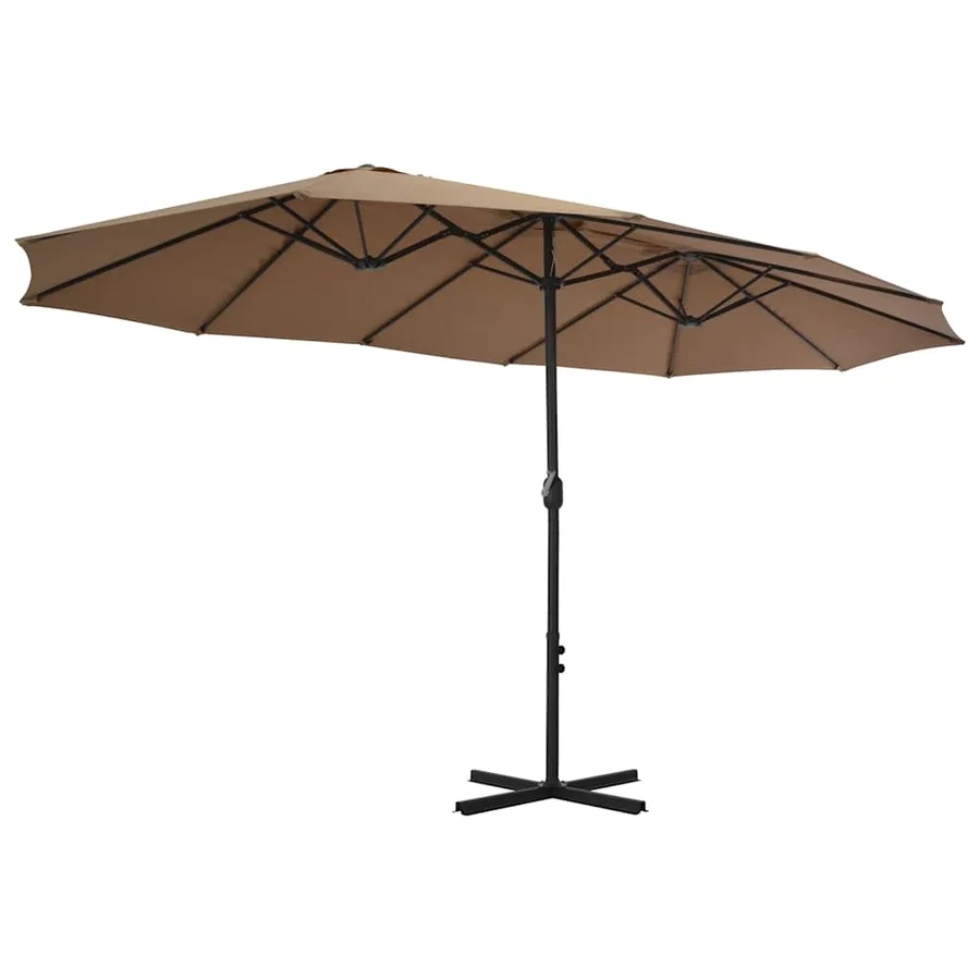 Parasol d'extérieur et poteau en aluminium 460x270 cm taupe - 3