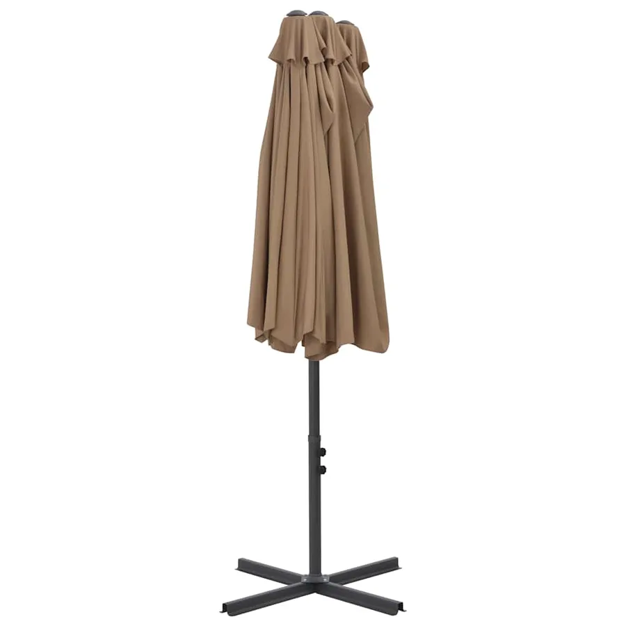 Parasol d'extérieur et poteau en aluminium 460x270 cm taupe - 5