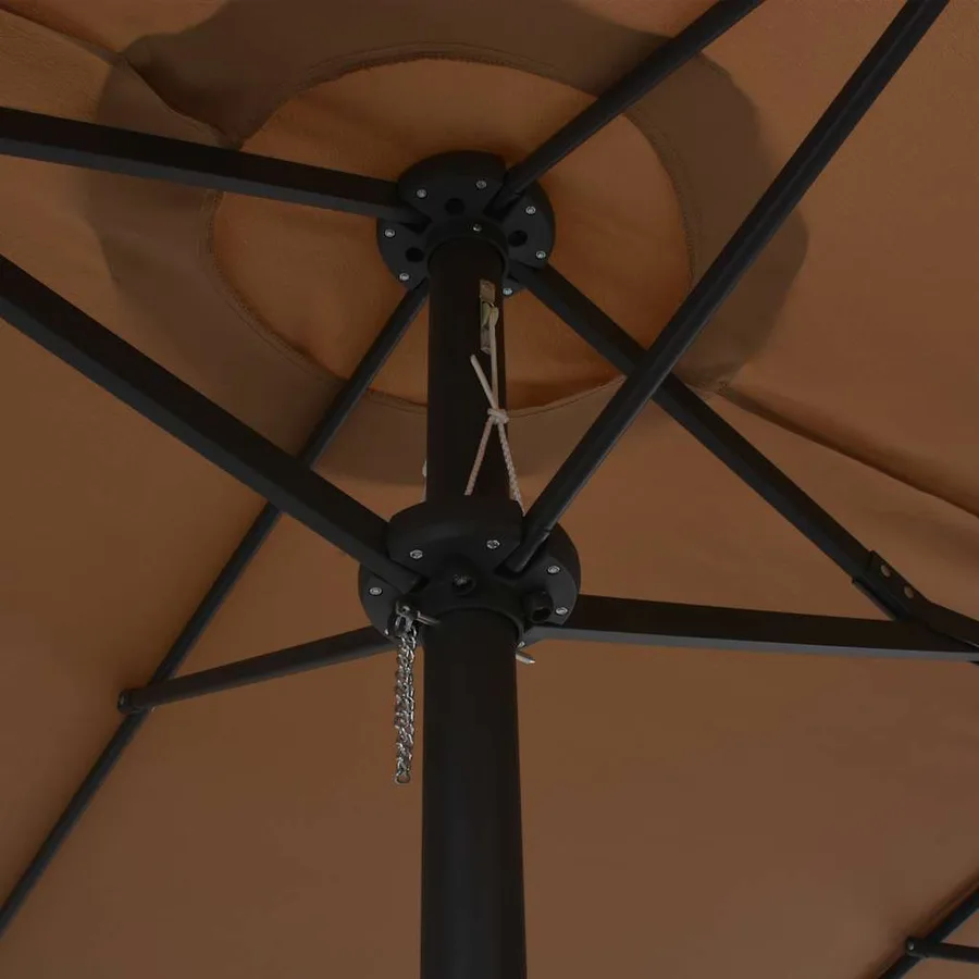 Parasol d'extérieur et poteau en aluminium 460x270 cm taupe - 6