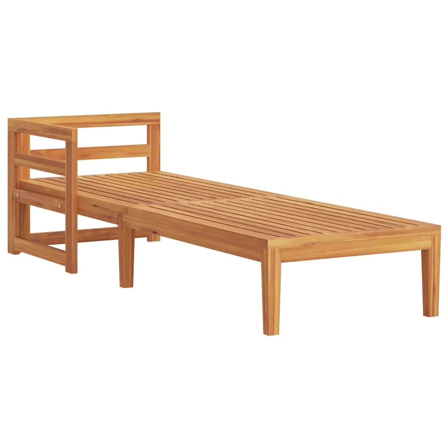 Chaise longue avec 1 accoudoir Blanc crème Bois d'acacia solide - 4