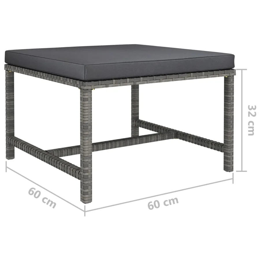Salon de jardin 6 pcs avec coussins Résine tressée Gris - 12