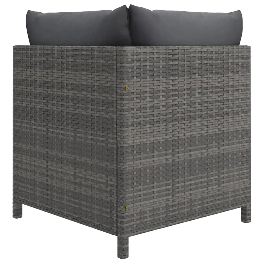 Salon de jardin 6 pcs avec coussins Résine tressée Gris - 5