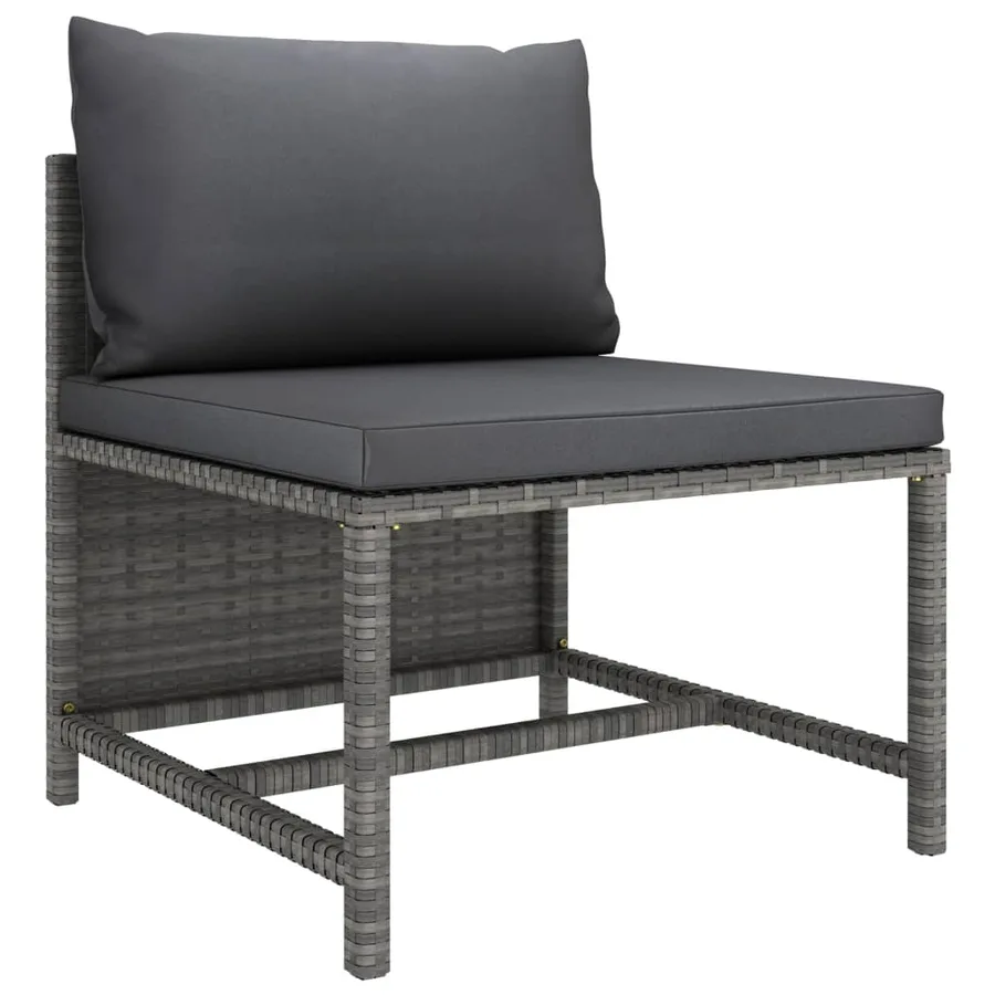 Salon de jardin 6 pcs avec coussins Résine tressée Gris - 6