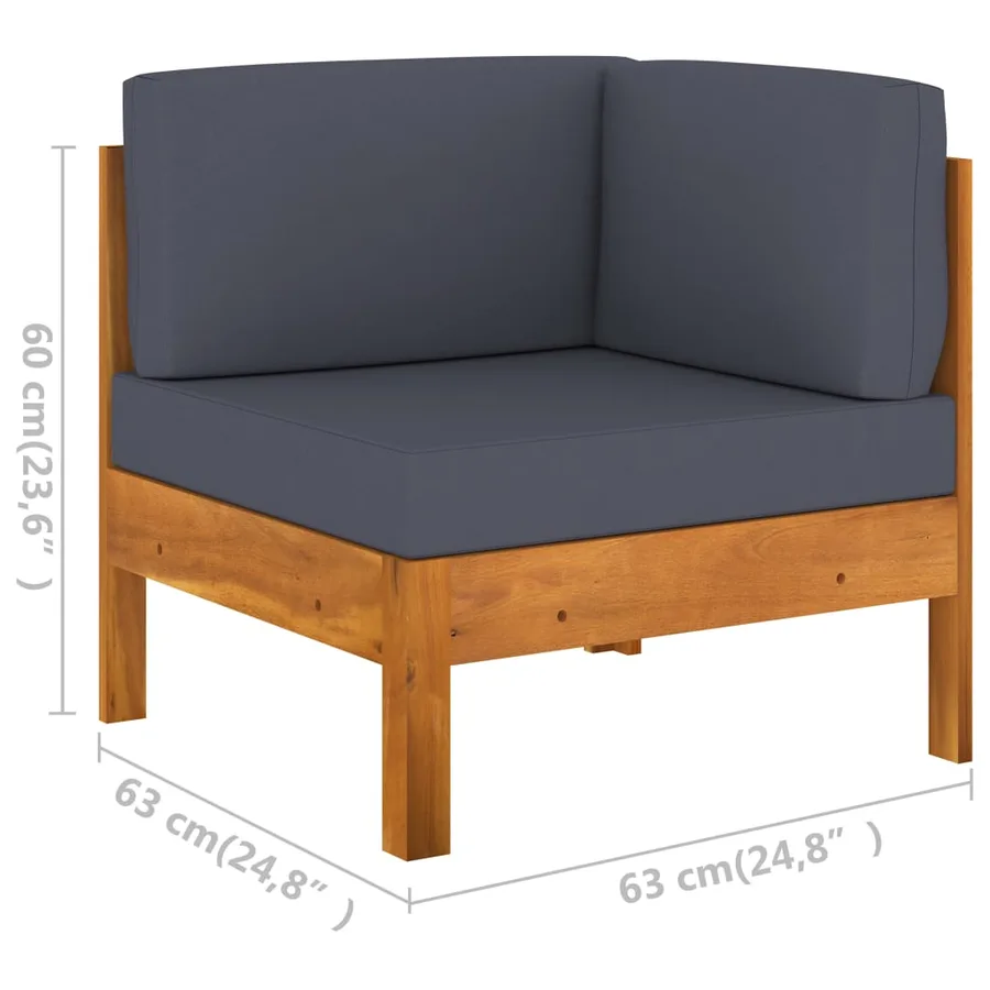 Salon de jardin 8 pcs avec coussins gris foncé Bois d'acacia - 10