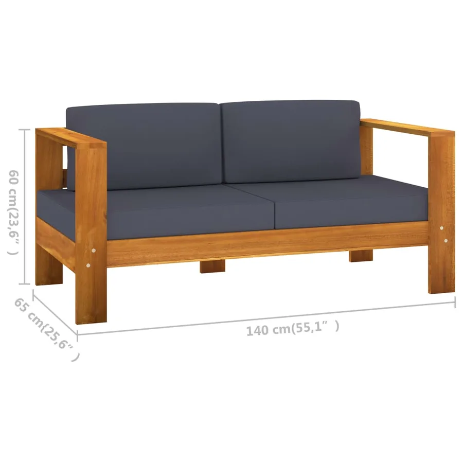 Salon de jardin 8 pcs avec coussins gris foncé Bois d'acacia - 12