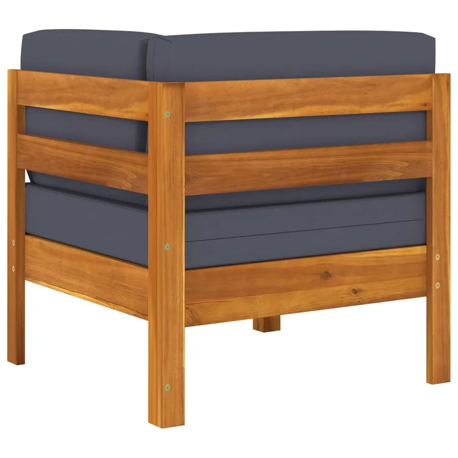Salon de jardin 8 pcs avec coussins gris foncé Bois d'acacia - 14