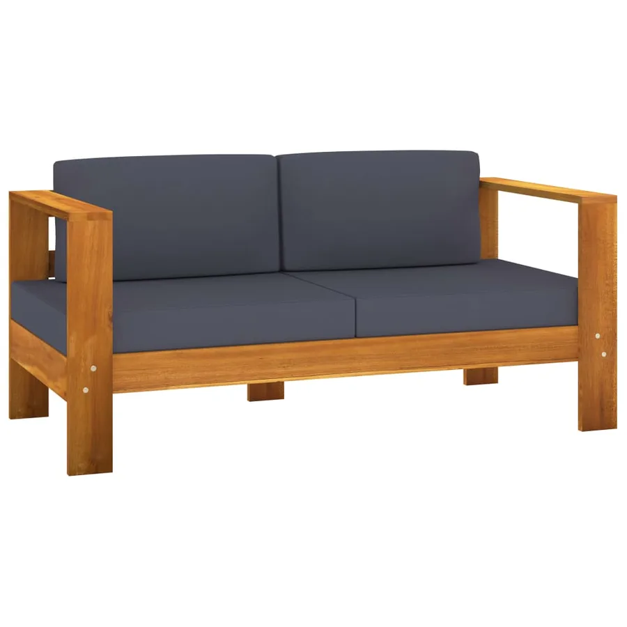 Salon de jardin 8 pcs avec coussins gris foncé Bois d'acacia - 15