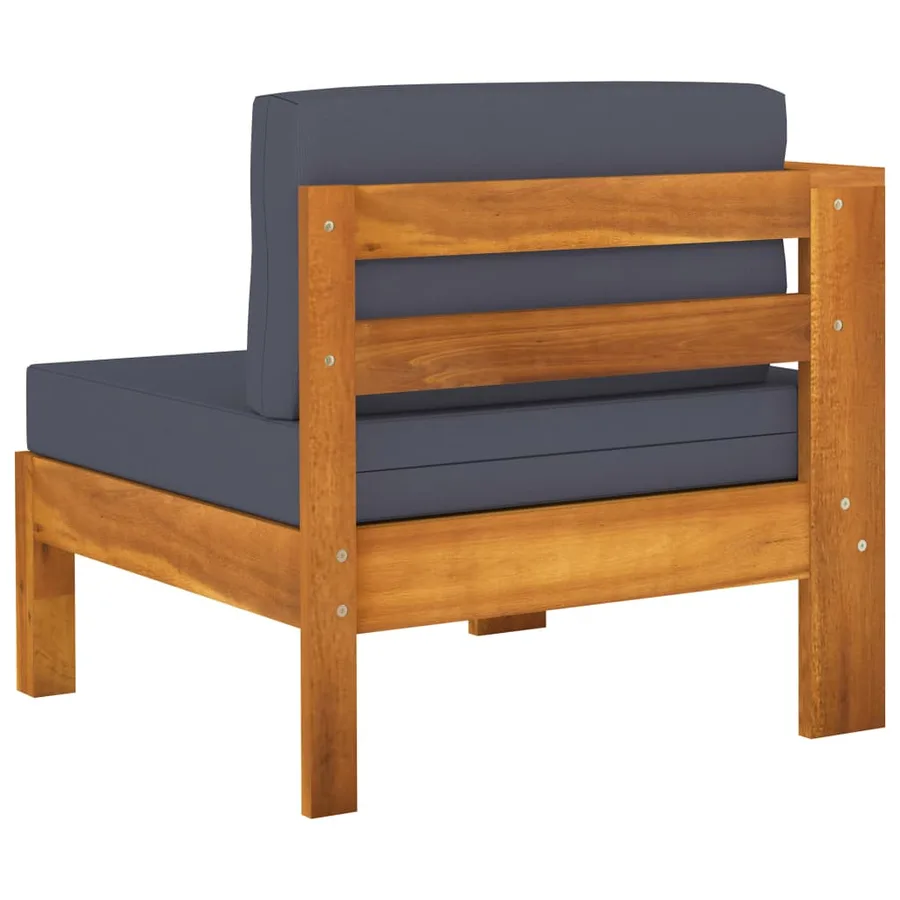 Salon de jardin 8 pcs avec coussins gris foncé Bois d'acacia - 6