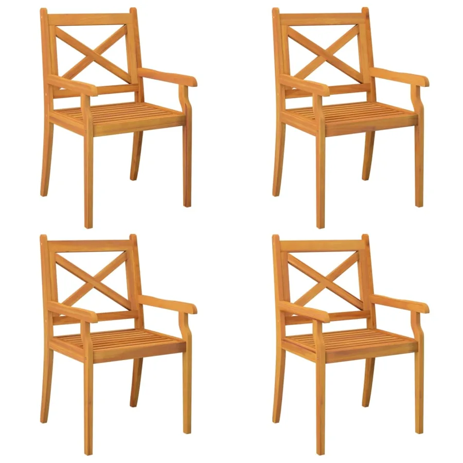 Chaises à manger d'extérieur lot de 4 Bois d'acacia massif - 2