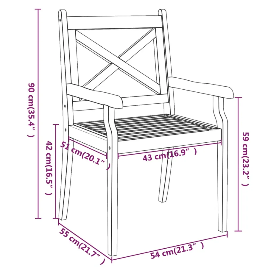 Chaises à manger d'extérieur lot de 4 Bois d'acacia massif - 7