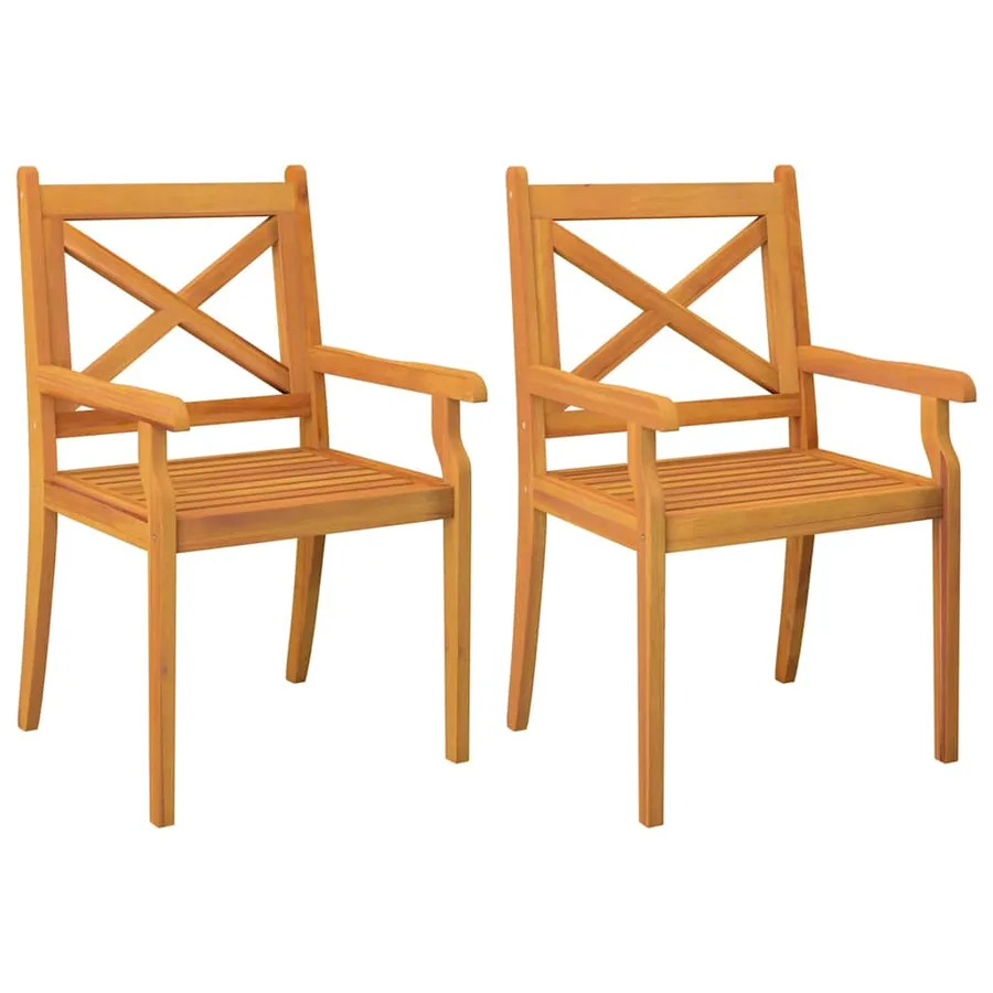 Chaises à manger d'extérieur lot de 2 Bois d'acacia massif - 2