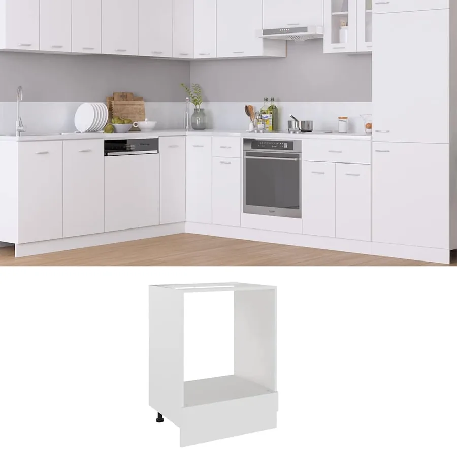 Meuble de four "Riga" blanc 60 x 46 x 81,5 cm en bois d'ingénierie