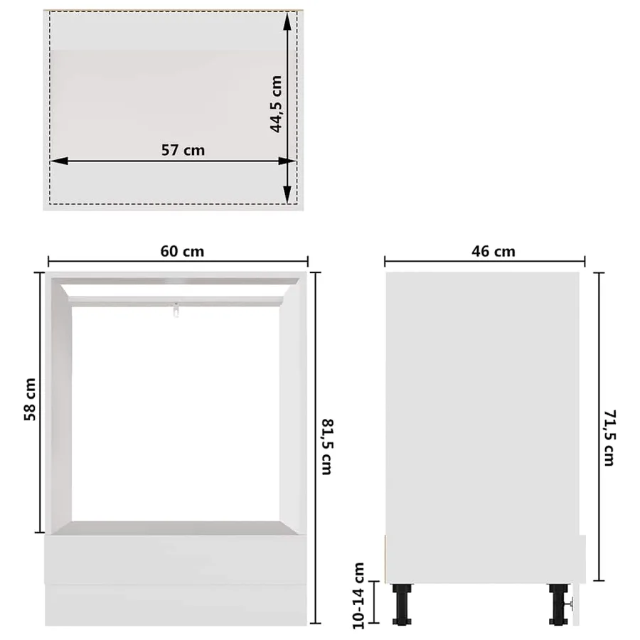 Meuble de four "Riga" blanc 60 x 46 x 81,5 cm en bois d'ingénierie - 9