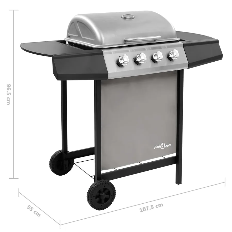 Barbecue gril à gaz avec 4 brûleurs Noir et argenté - 7