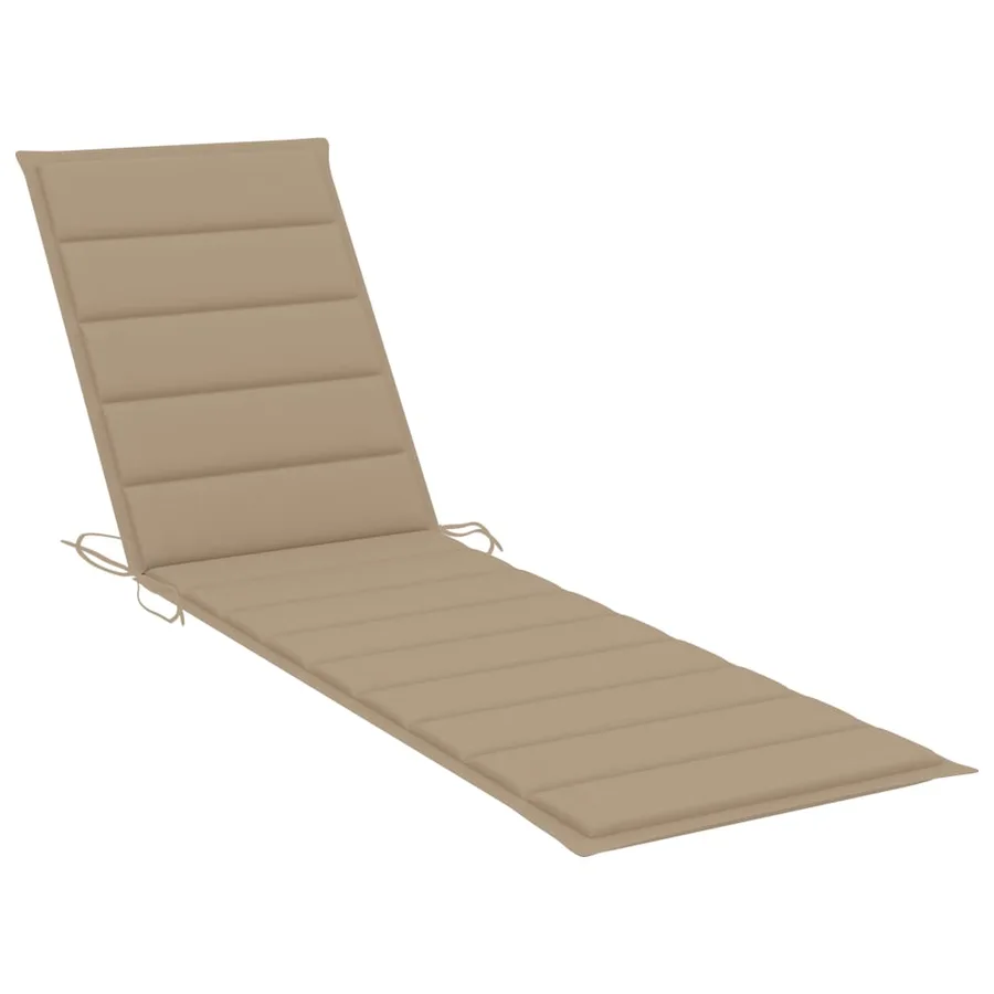 Chaise longue avec coussin beige Bois de teck solide - 10