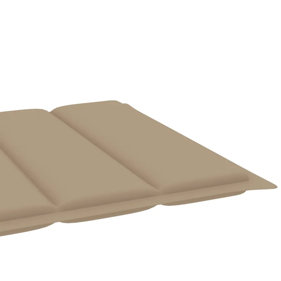 Chaise longue avec coussin beige Bois de teck solide - 14