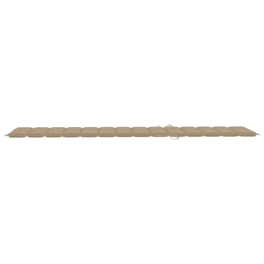 Chaise longue avec coussin beige Bois de teck solide - 15