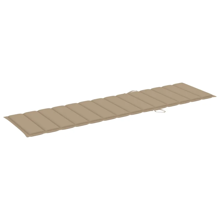 Chaise longue avec coussin beige Bois de teck solide - 16