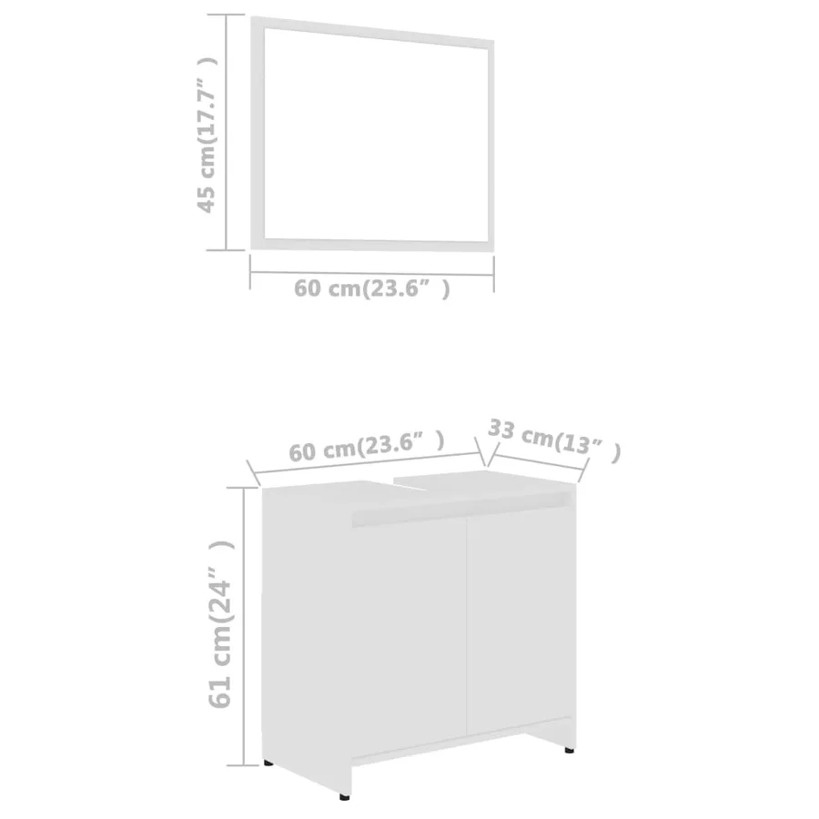 Ensemble de meubles de bain 3 pcs Blanc Bois d'ingénierie - 18
