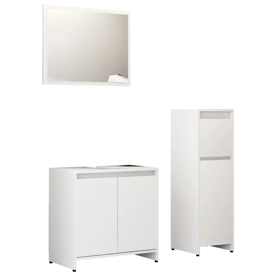 Ensemble de meubles de bain 3 pcs Blanc Bois d'ingénierie - 2