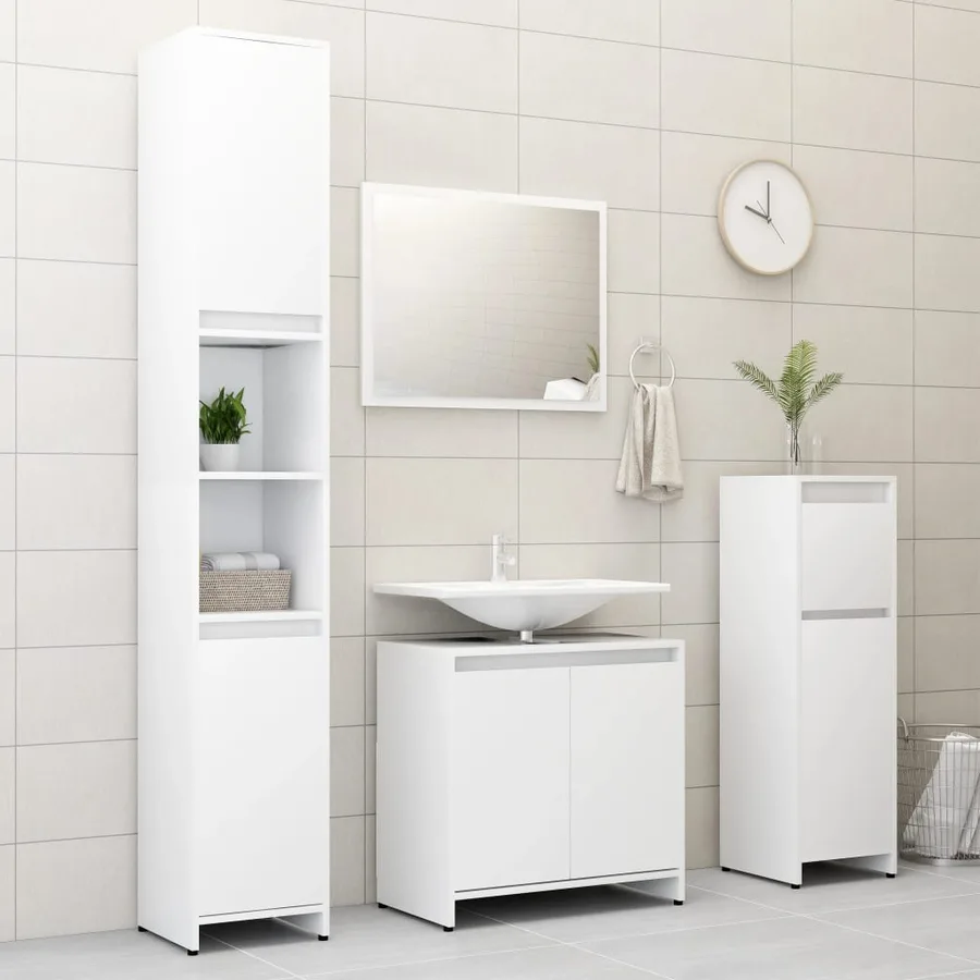 Ensemble de meubles de bain 3 pcs Blanc Bois d'ingénierie - 3