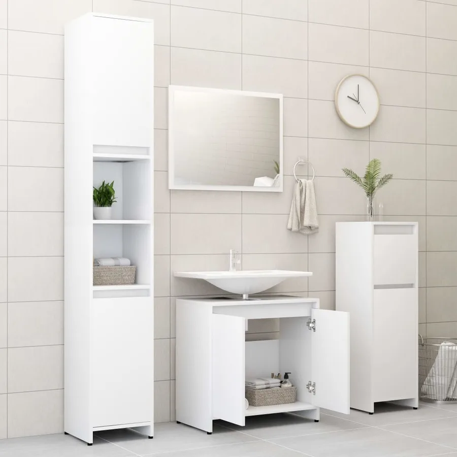 Ensemble de meubles de bain 3 pcs Blanc Bois d'ingénierie - 4