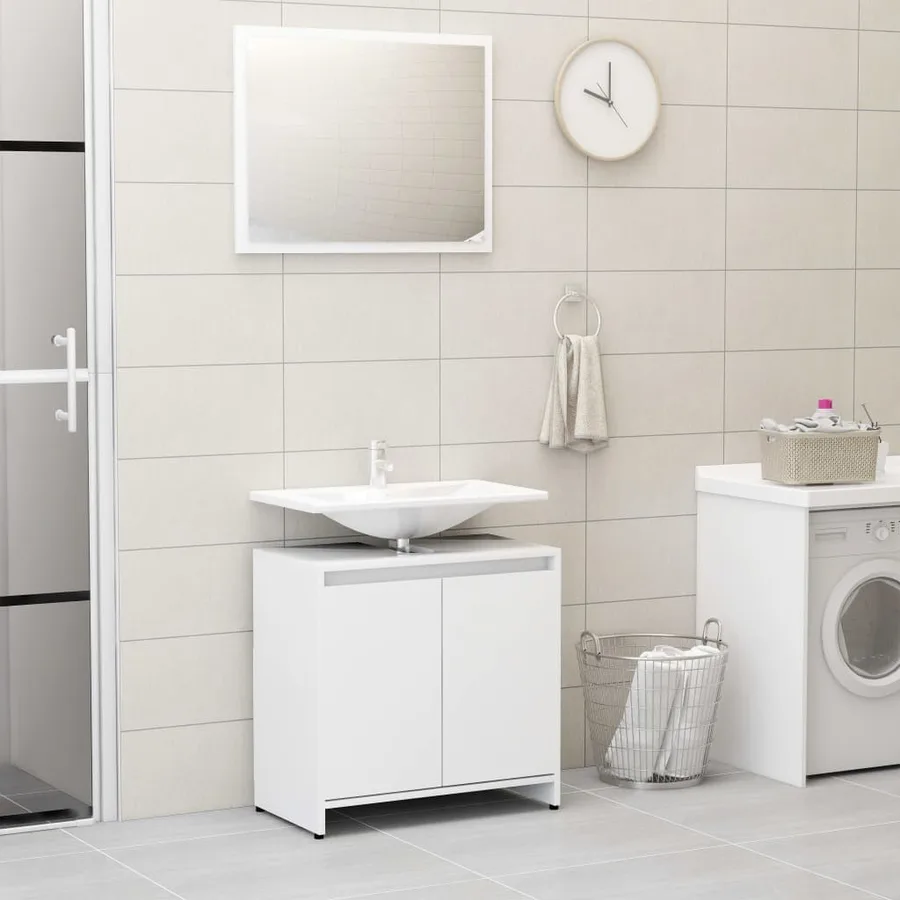 Ensemble de meubles de bain 3 pcs Blanc Bois d'ingénierie - 6