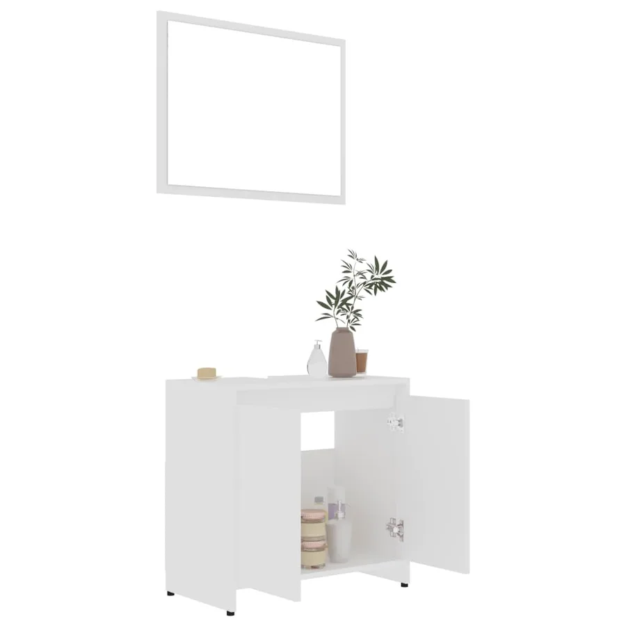 Ensemble de meubles de bain 3 pcs Blanc Bois d'ingénierie - 7
