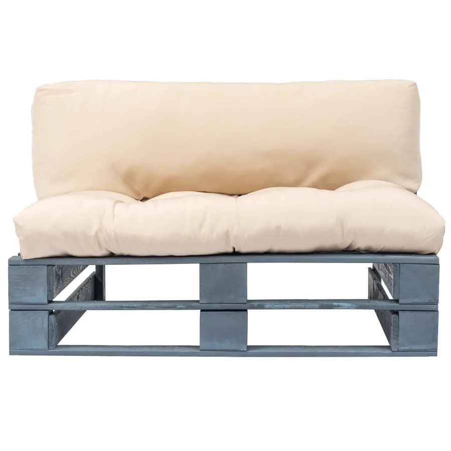 Canapé de jardin palette avec coussins sable Pinède - 2