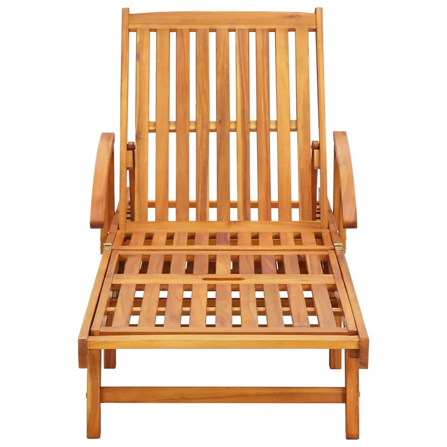 Chaises longues lot de 2 avec coussins Bois d'acacia solide - 3
