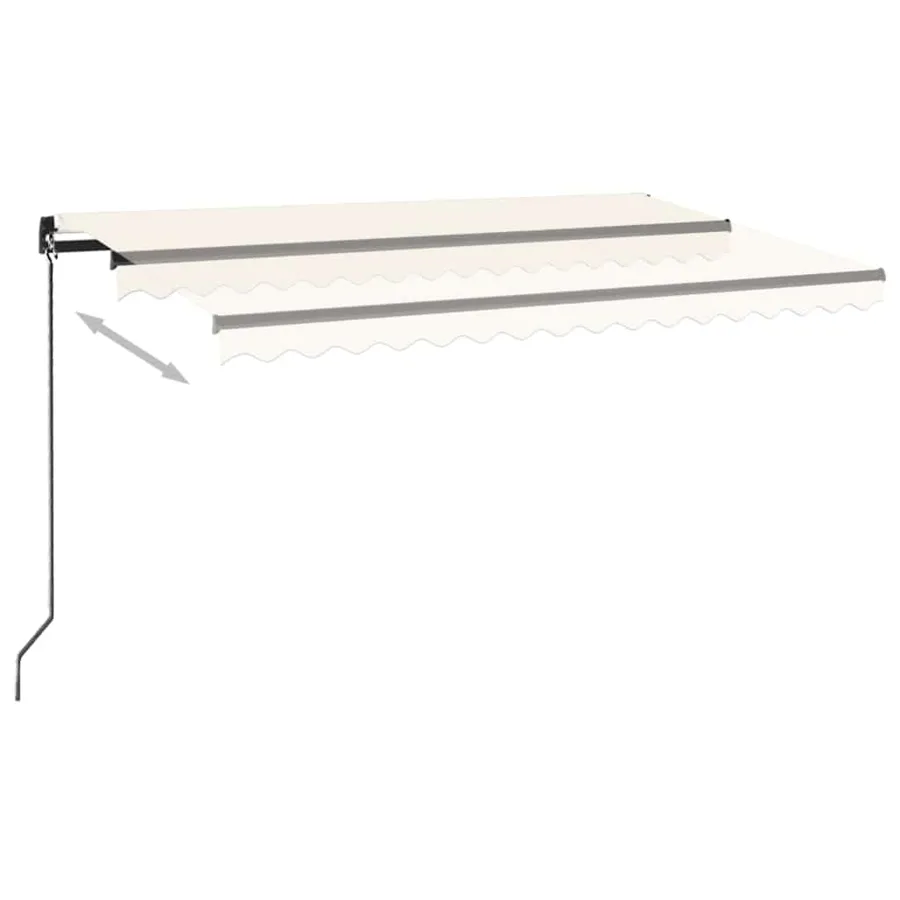 Auvent manuel rétractable avec LED 400x300 cm Crème - 3