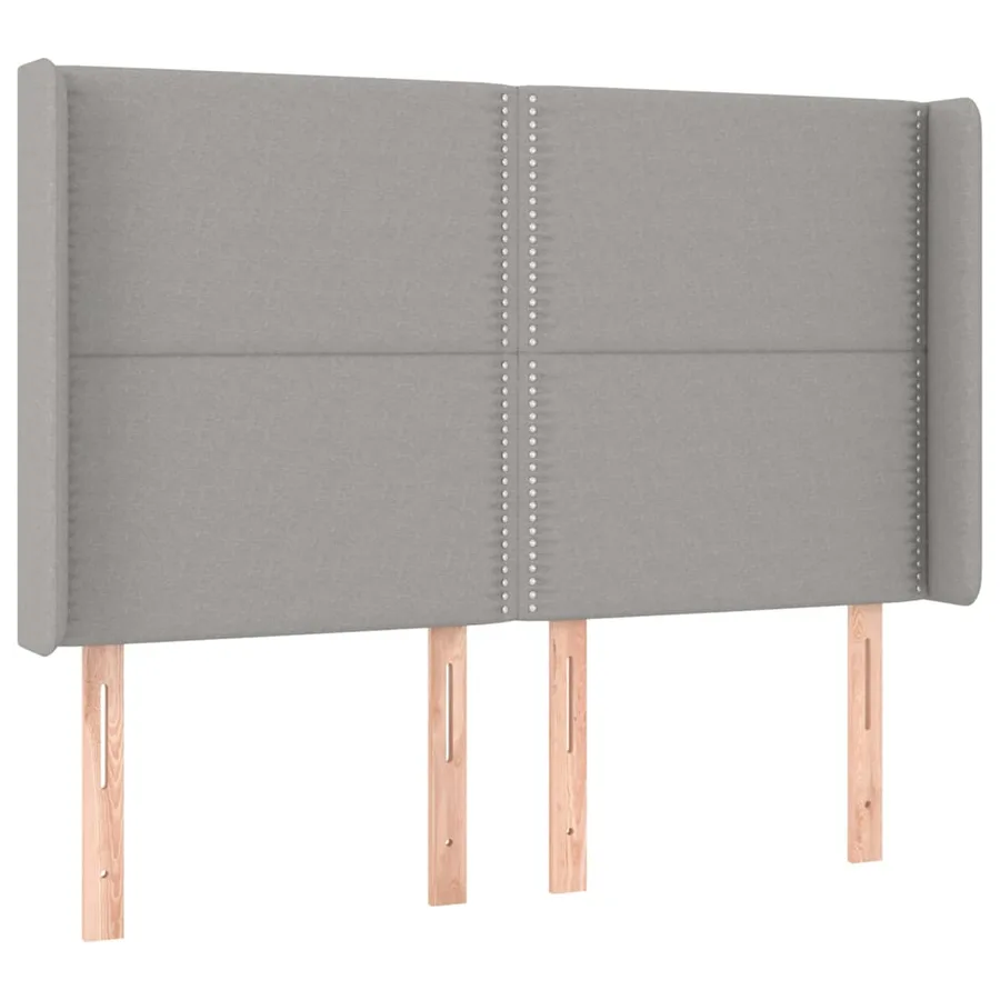 Tête de lit avec oreilles Gris clair 147x16x118/128 cm Tissu - 2