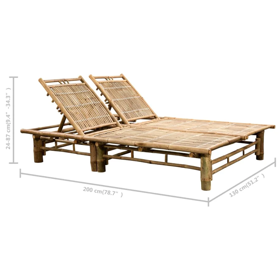 Chaise longue pour 2 personnes avec coussins Bambou - 11