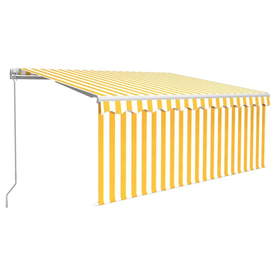 Auvent rétractable manuel avec store 3,5x2,5 m Jaune et blanc - 2