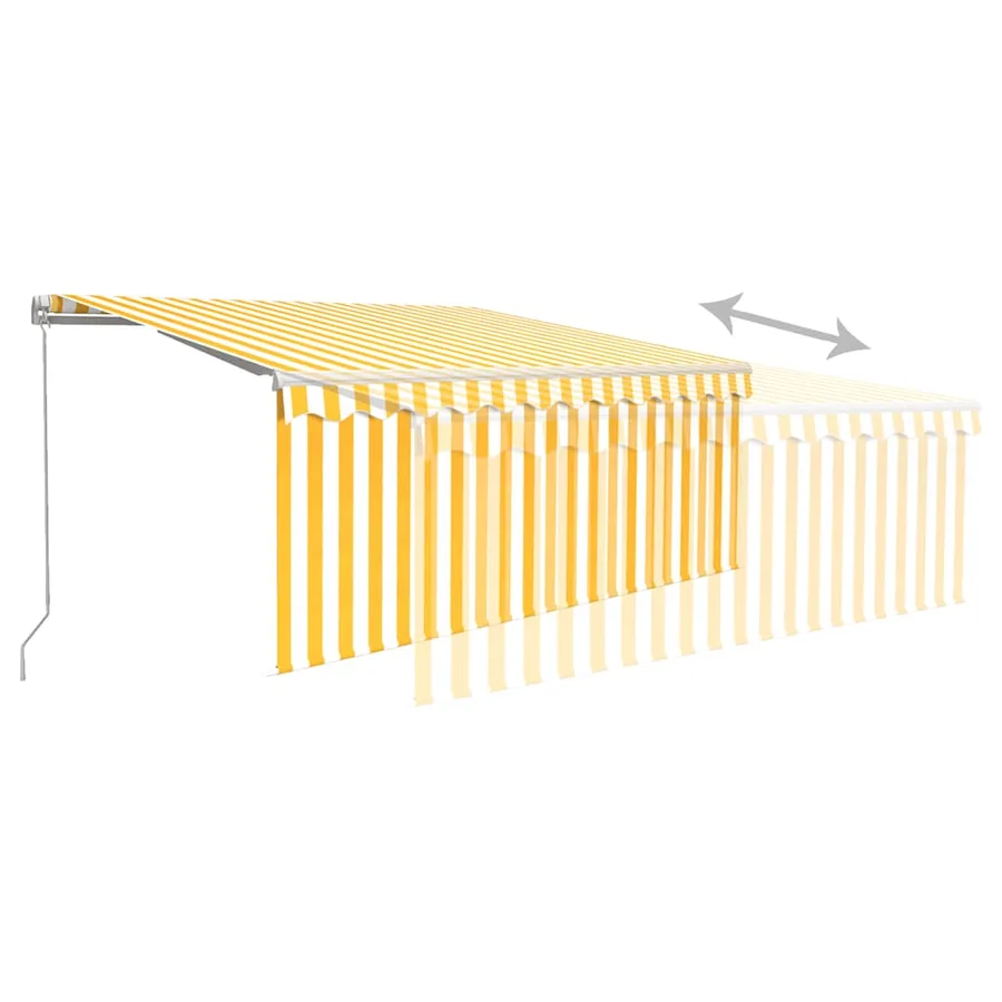 Auvent rétractable manuel avec store 3,5x2,5 m Jaune et blanc - 4
