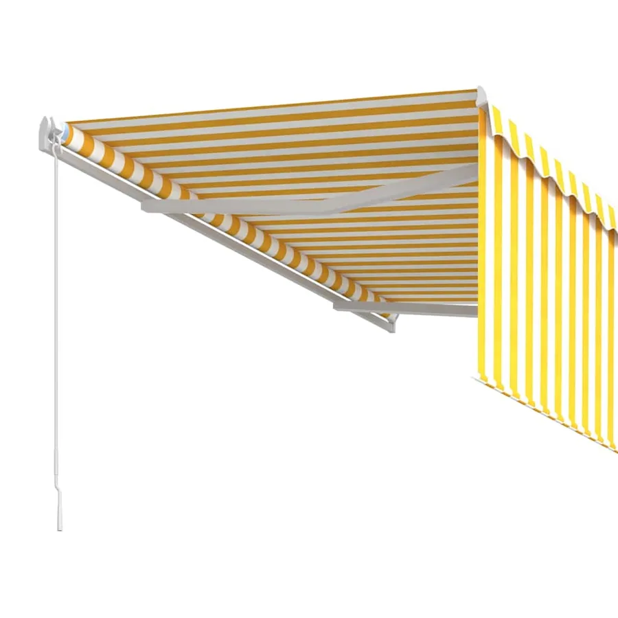 Auvent rétractable manuel avec store 3,5x2,5 m Jaune et blanc - 5