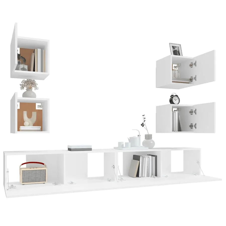 Ensemble de meubles TV 6 pcs Blanc Bois d'ingénierie - 10