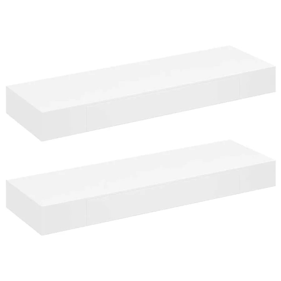 Étagères murales avec tiroirs 2 pcs Blanc 80 cm - 2