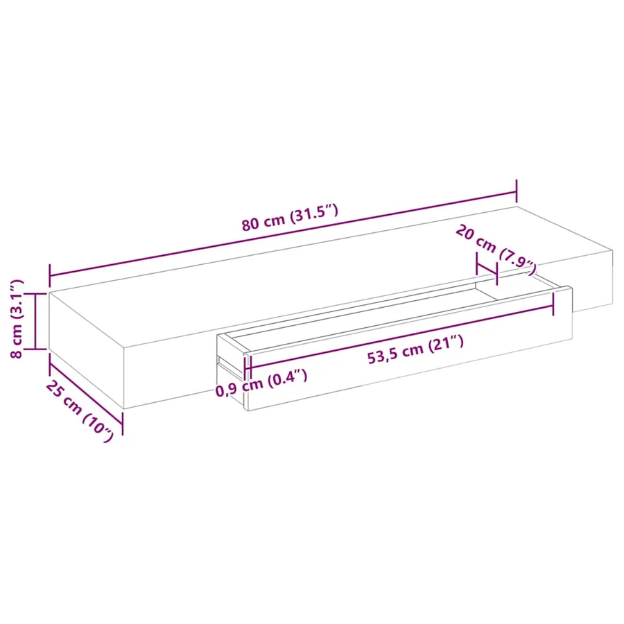 Étagères murales avec tiroirs 2 pcs Blanc 80 cm - 9