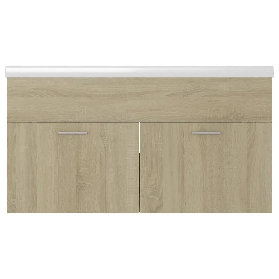 Armoire d'évier et lavabo intégré Chêne sonoma Bois ingénierie - 7