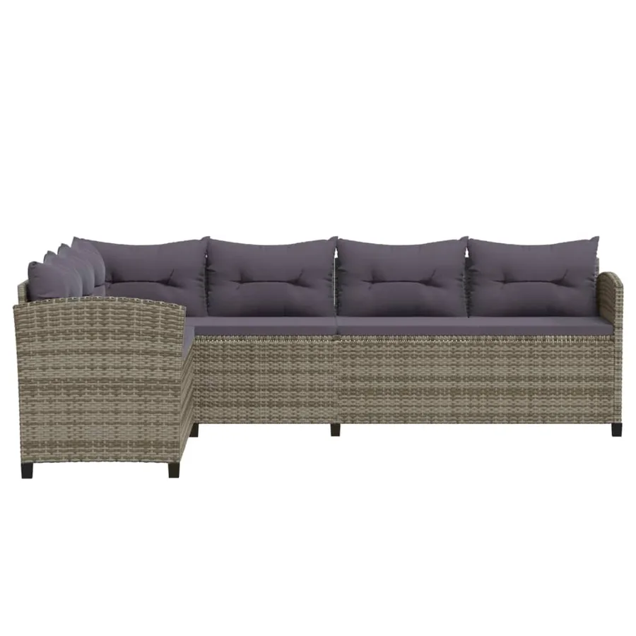 Salon de jardin 3 pcs avec coussins Résine tressée Gris - 7