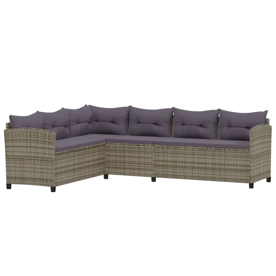 Salon de jardin 3 pcs avec coussins Résine tressée Gris - 8