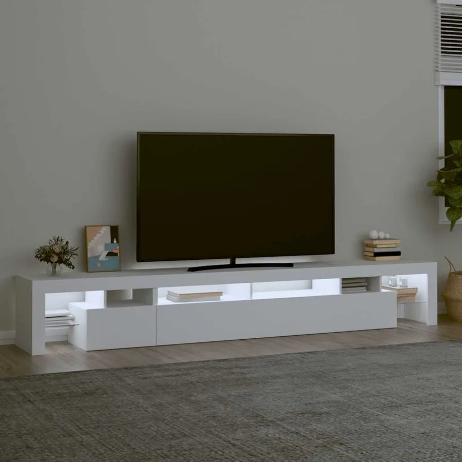 Meuble TV avec lumières LED Blanc 260x36,5x40 cm - 3
