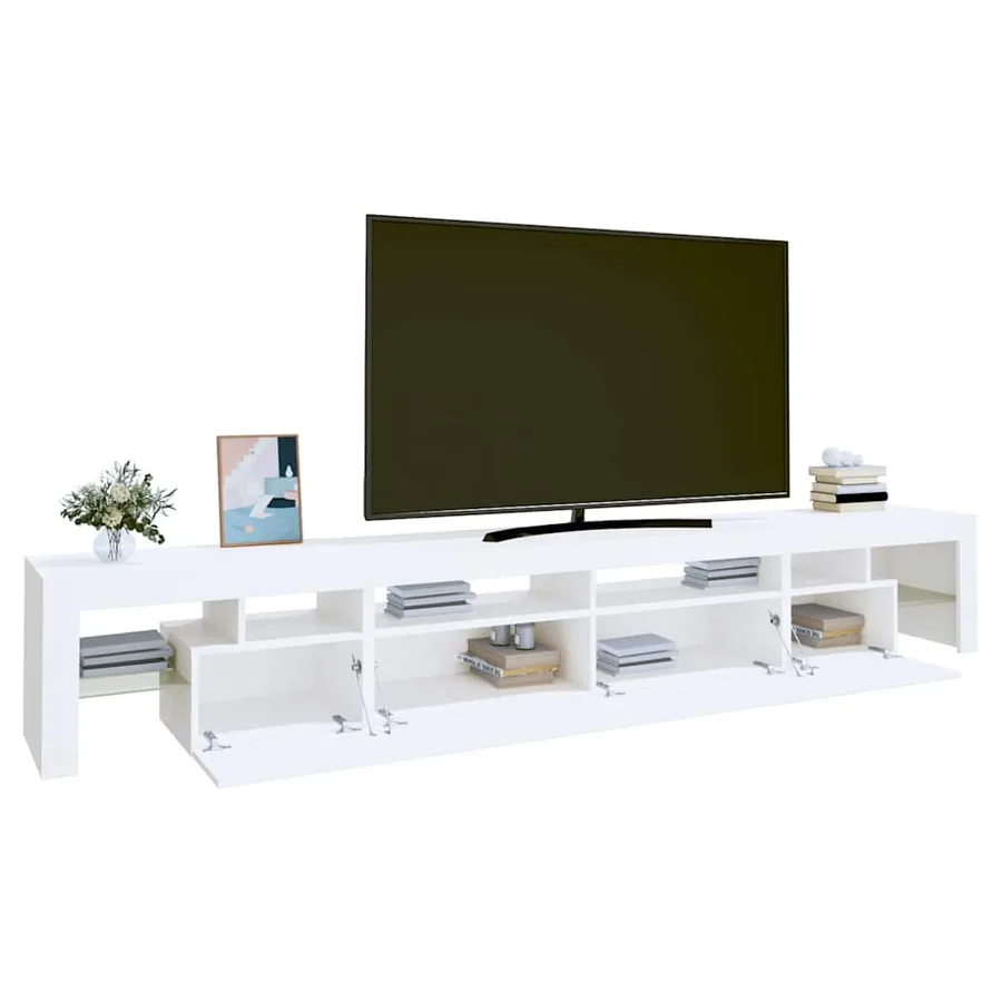 Meuble TV avec lumières LED Blanc 260x36,5x40 cm - 6