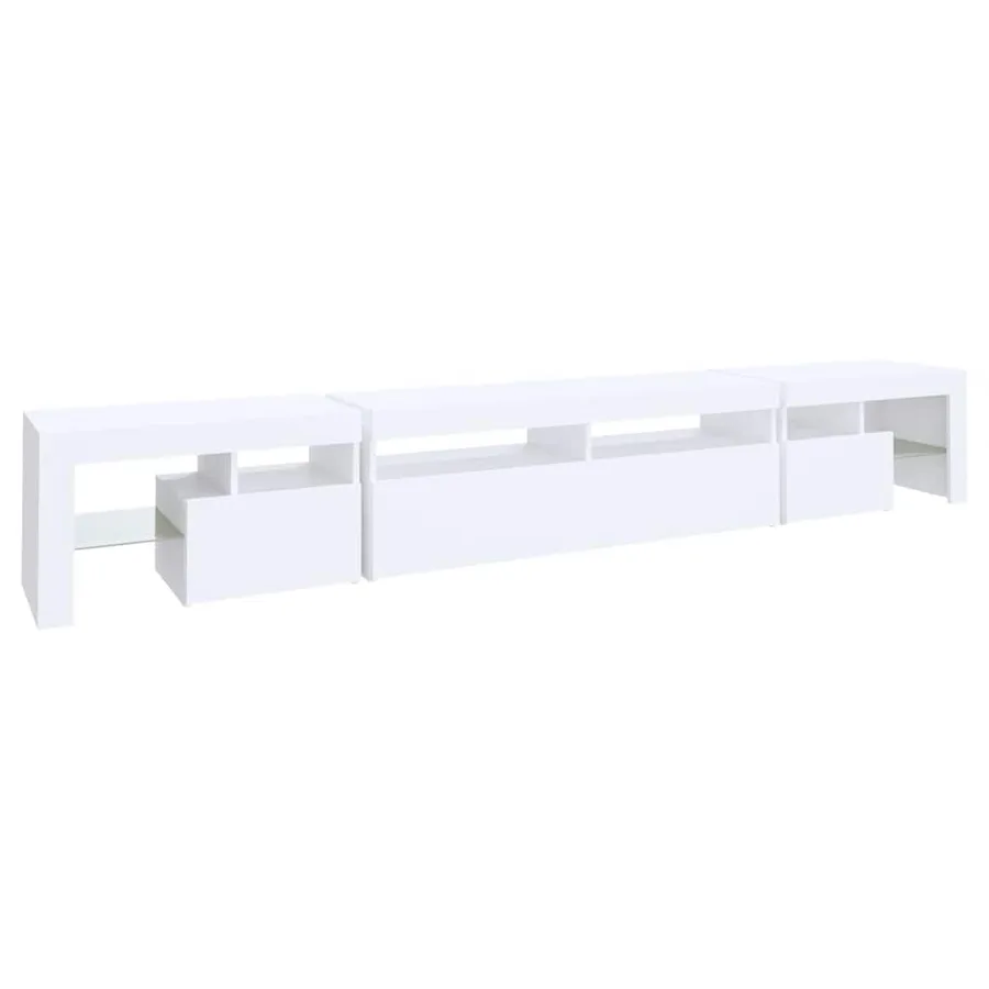 Meuble TV avec lumières LED Blanc 260x36,5x40 cm - 8